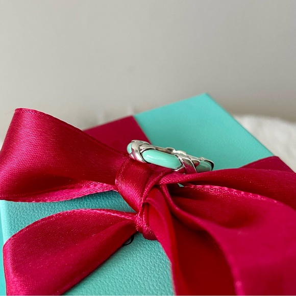 Tiffany and Co. Signature X Ring Blue Enamel Size 7 - Picture 7 of 10